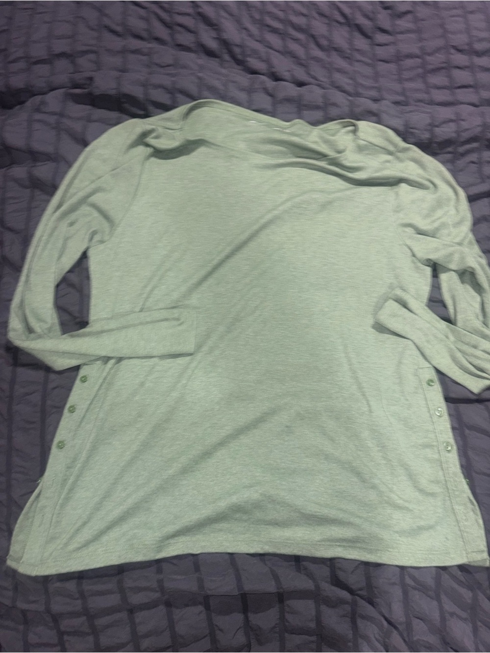 Abercrombie & Fitch Sage Green Long-Sleeve Tunic with Side Buttons